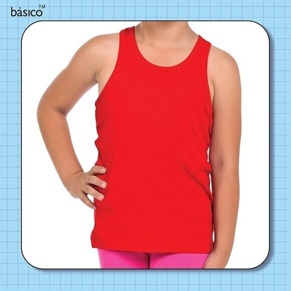Girl's Red Racerback Tank Top Size 5/6 Wide Strap Soft Comfortable Fit Cotton - Picture 5 of 5